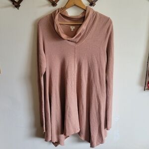 t.la Long Sleeve Tunic Cowl Neck Pink Small